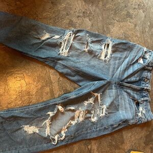 American Eagle Distressed Blue Mom Jeans